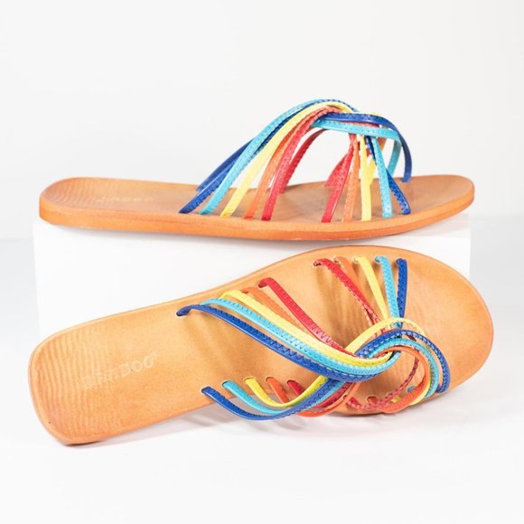 NEW Rainbow Criss-Cross Slide Flat Sandal Open Toe - Picture 5 of 6